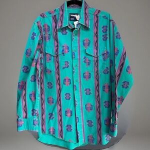 Vtg Wrangler Thunderbird Brushpopper shirt 16 x 34